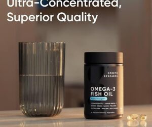 Sports Research Triple Strength Omega 3 Fish Oil - Burpless Fish Oil Supplement w/EPA & DHA Fatty Acids from Single-Source Wild Alaska Pollock