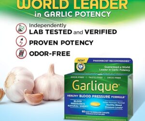 Garlique Garlic Extract Supplement, Healthy Blood Pressure Formula, Odorless & Vegan